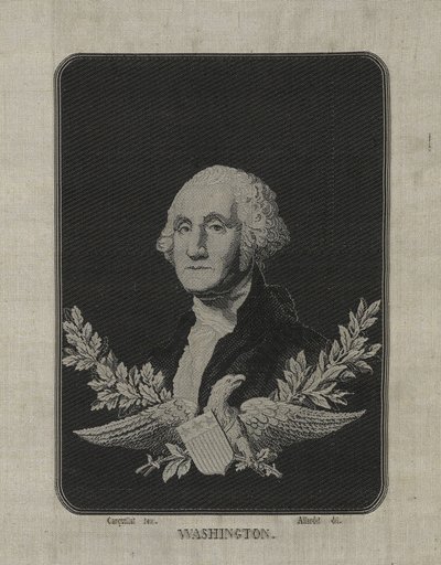 George Washington, ca. 1876 (jacquardvæv-vævet silke på papirmåtte med dekoration af kobberlegeret folie) af François Carquillat