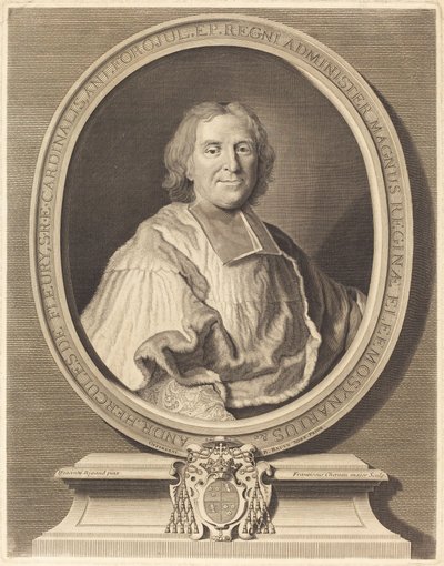 Kardinal Fleury af François Chereau I after Hyacinthe Rigaud