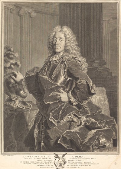 Conrad Detleu von Dehn af François Chereau I after Hyacinthe Rigaud