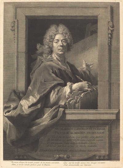 Nicolas de Largilliere af François Chereau I after Nicolas de Largillierre