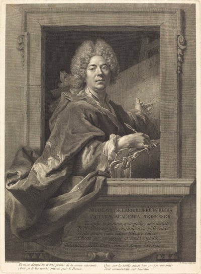 Nicolas de Largilliere af François Chereau I after Nicolas de Largillierre
