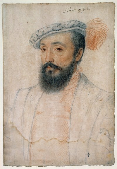 Portræt af Monsignor af Gordes (1513 - 1578). Tegning af blod og sort sten af Clouet Francois (1515-1572) af François Clouet