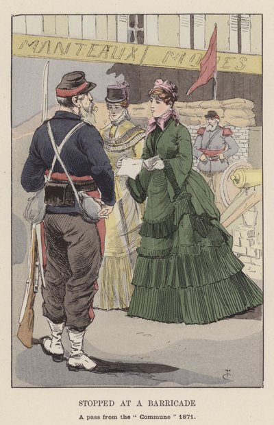 Stoppet ved en barrikade, et pas fra kommunen 1871 af François Courboin