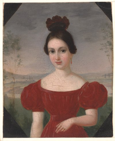 Portræt af Marie Louise Têtu, Madame François Fleischbein, ca. 1833-36 (olie på monteret papir) af François Fleischbein