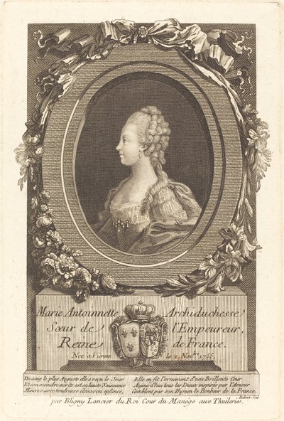 Marie Antoinette af François Hubert after Honore Thomas Bligny