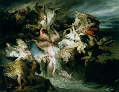 Teutonernes og kimbrernes nederlag af Gaius Marius (ca. 157-86 f.Kr.) (olie på papir på lærred) af François Joseph Heim