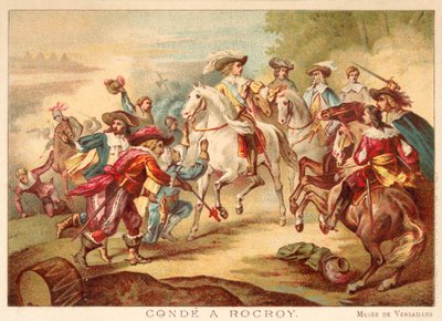 The Grand Conde i slaget ved Rocroi, 1643 (chromolitho) af François Joseph Heim