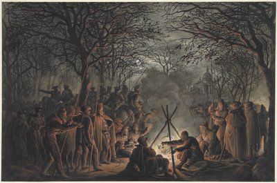 Kosakkernes lejr uden for Muiderpoort i Amsterdam, 1813 af François Joseph Pfeiffer (II)