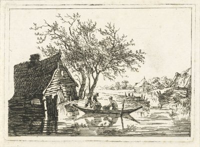 Flodlandskab med gård af François Joseph Pfeiffer (II)