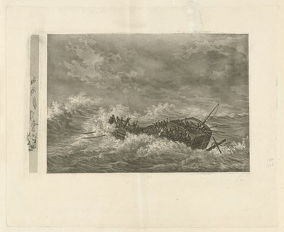 Stormfuldt hav med synkende skib af François Joseph Pfeiffer (II)
