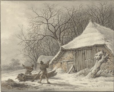 Vinterlandskab med en gård nær Voorbroek i Terborg af François Joseph Pfeiffer (II)