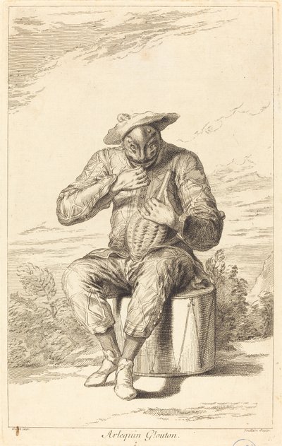 Harlekin Glutton af François Joullain after Claude Gillot