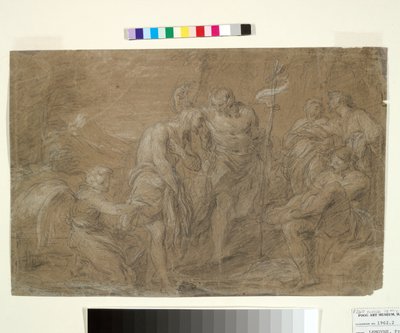 Kristi dåb, ca. 1700-37 (sort-hvidt kridt på papir) af François Lemoyne