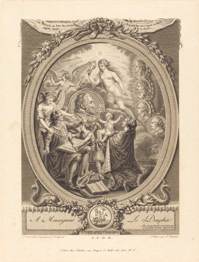 Allegori til ære for Henri IV af François Marie Isidore Queverdo and Jean Dambrun