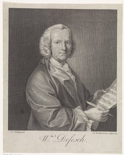 Portrait of the Composer Willem de Fesch 1687-1761, 1751dani af François Morellon de La Cave