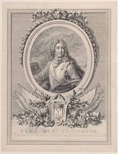 Portræt af René Duguay-Trouin, generalløjtnant for Kongens flådehære, 1..., 1765-1807. af François Nicolas Barthélemy Dequevauviller