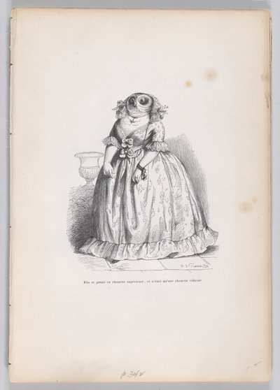 Hun udgav sig som en overlegen ugle, og var bare en latterlig ugle fra Scener fra..., ca. 1837-47. af François Rouget