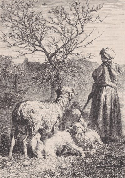 En hyrdinde, ca. 1852. af François Rouget
