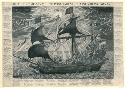 Statsskibet, 1620 Allegori om landets lykkelige tilstand efter synoden i Dordrecht Idé Belgicarum Provinciarum Confaederatarum (titel på objekt) af François Schillemans