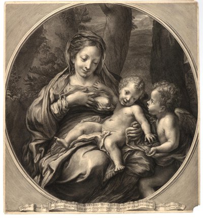 François Spierre - Madonna del Latte (Jomfru og barn med engel), efter Correggio, W,8.14 af François Spierre