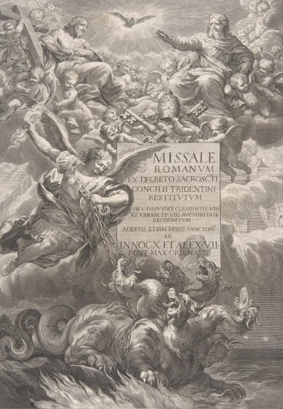 Den hellige treenighed med Sankt Michael, der besejrer en sekshovedet drage, frontispice til 