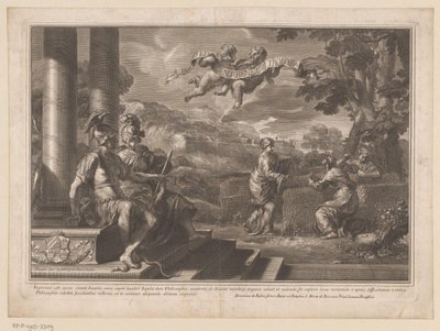Siddende personifikationer af Genie og Filosofi med nymfer, der planter roser af François Spierre