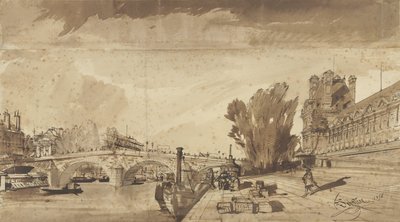 Seinen og Pont Royal; til højre Pavillon de Flore og en fløj af Louvre af François Victor Sabatier