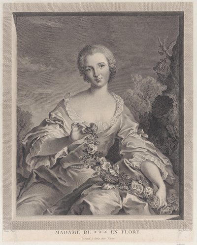 Portræt af Louise Henriette de Bourbon Conti som Flora, 1766-1805. af François Voyez