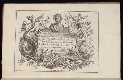 Patron med portrætbuste, bog med uregelmæssige patroner af François de Cuvilliés the Elder