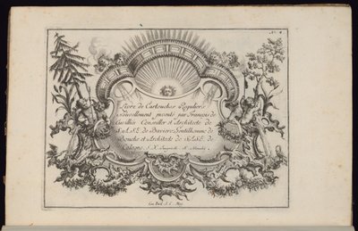 Cartouche med sol og fire vinde, Livre de Cartouches Reguliers (Bog med regulære kartoucher) af François de Cuvilliés the Elder
