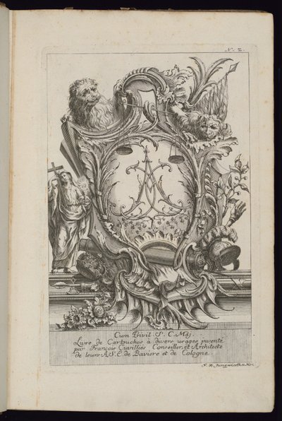 Patron med to løver og en chiffer, bog med patroner til forskellig brug af François de Cuvilliés the Elder