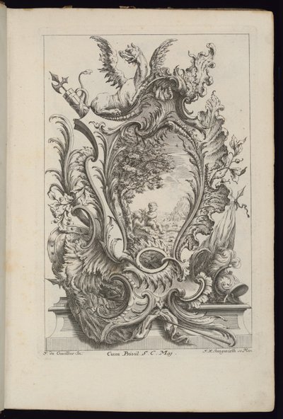 Patron med et drage- og våbentrofæ, bog med patroner til forskellig brug af François de Cuvilliés the Elder