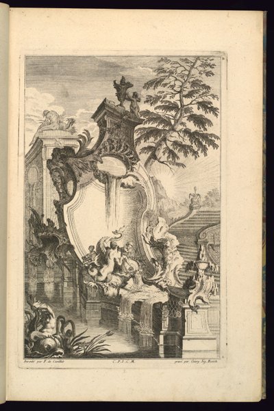 Design til springvand med Putto Riding a Dolphin af François de Cuvilliés the Elder