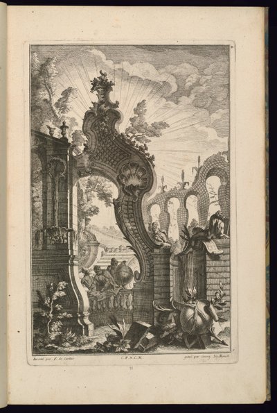 Design til springvand med espalierbuer af François de Cuvilliés the Elder