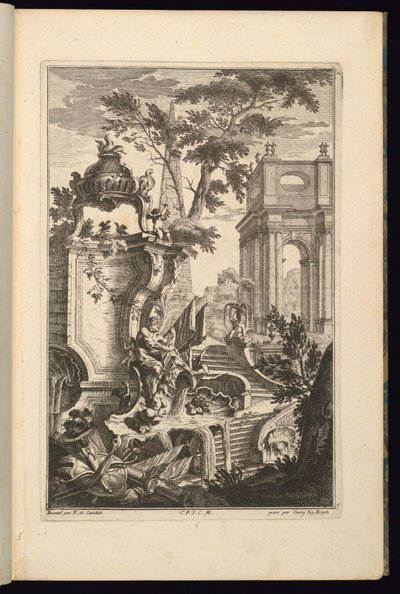 Design til Fountain with a River God af François de Cuvilliés the Elder