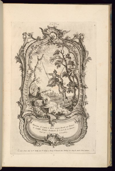 Design til en kartouche med store og små rum af François de Cuvilliés the Elder