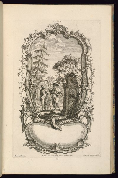 Design til en kartouche med store og små rum af François de Cuvilliés the Elder
