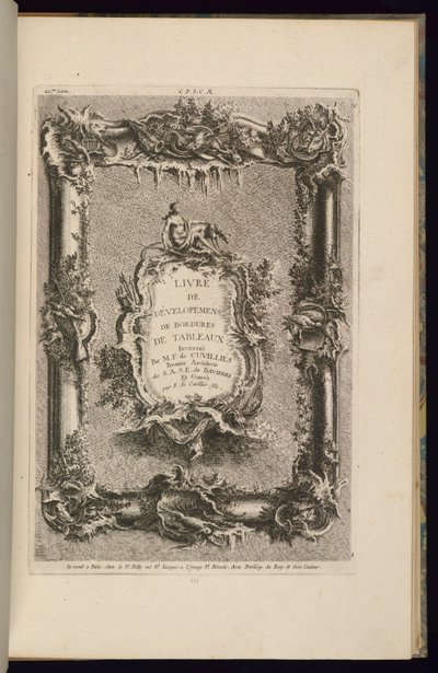 Design til en ramme og en kartouche af François de Cuvilliés the Elder
