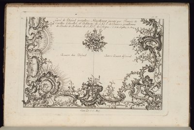 Two Quarters of a Ceiling, New Book of irregular Ceilings af François de Cuvilliés the Elder