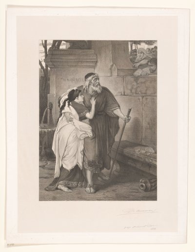 Blind Ødipus ledet af Antigone af François de Meersman (signed by artist)