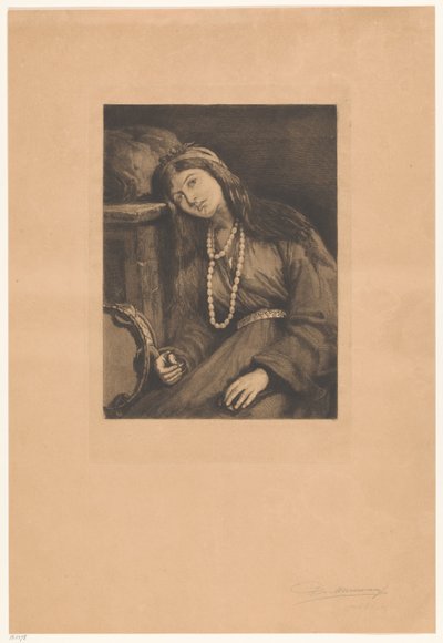 Hvilende musiker med kastanjetter og tamburin Mignon (original titel) af François de Meersman (signed by artist)