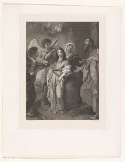 Maria som ung kvinde, prydet af engle i nærværelse af Joachim og Anna af François de Meersman