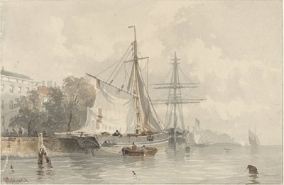 Sejlskibe i land af Frans Arnold Breuhaus de Groot