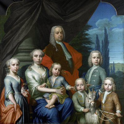 Willem Philip Kops (1695-1756), med sin kone og børn af Frans Decker