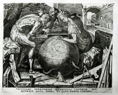 Geometri, graveret af Hieronymus Cock (ca.1510-70) af Frans Floris