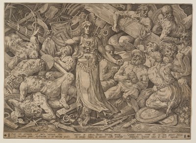 Victoria omgivet af krigsfanger og krigstrofæer af Frans Floris I