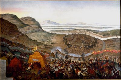 Udsigt over slaget ved Wien den 12/09/1683 på bakken ved Kahlenberg af Frans Geffels