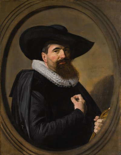 Hollandsk: Portret van een man Portræt af en mand med hat og flæsekrave af Frans Hals