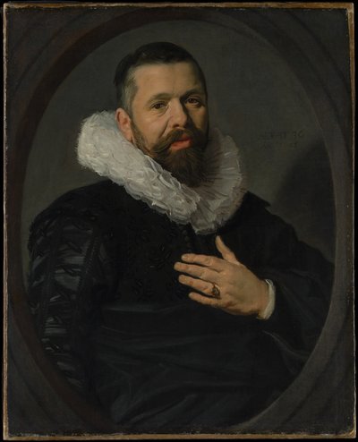 Portræt af en skægget mand med en krave af Frans Hals