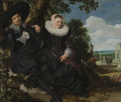 Portræt af et par, sandsynligvis Isaac Abrahamsz Massa og Beatrix van der Laen Portræt af et par i et landskab, sandsynligvis Isaac Abrahamsz Massa (1586-1643) og Beatrix van der Laen (1592-1639) af Frans Hals